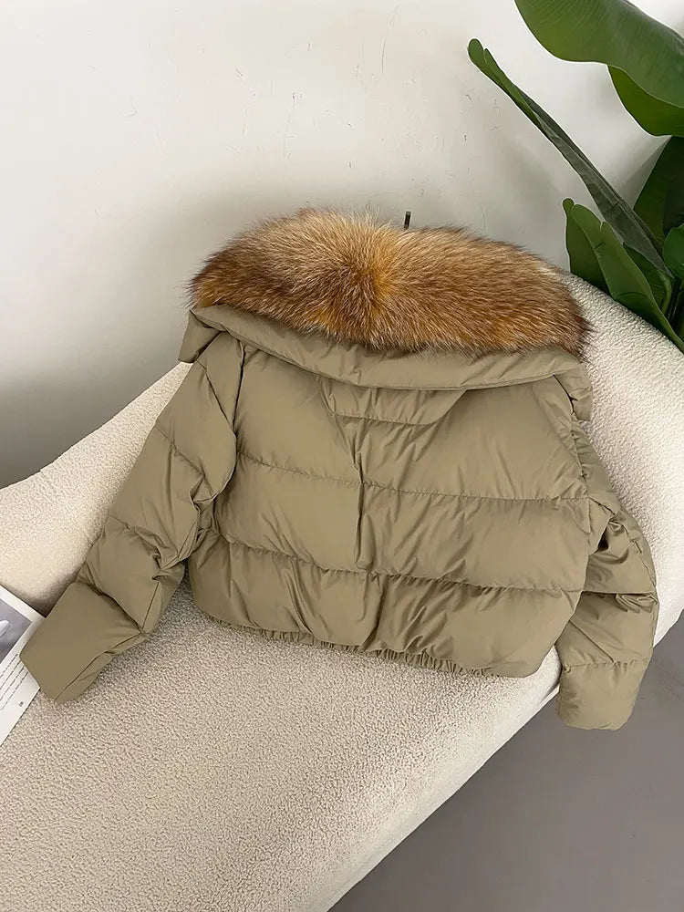 Premium Natural Fox Fur Down Coat