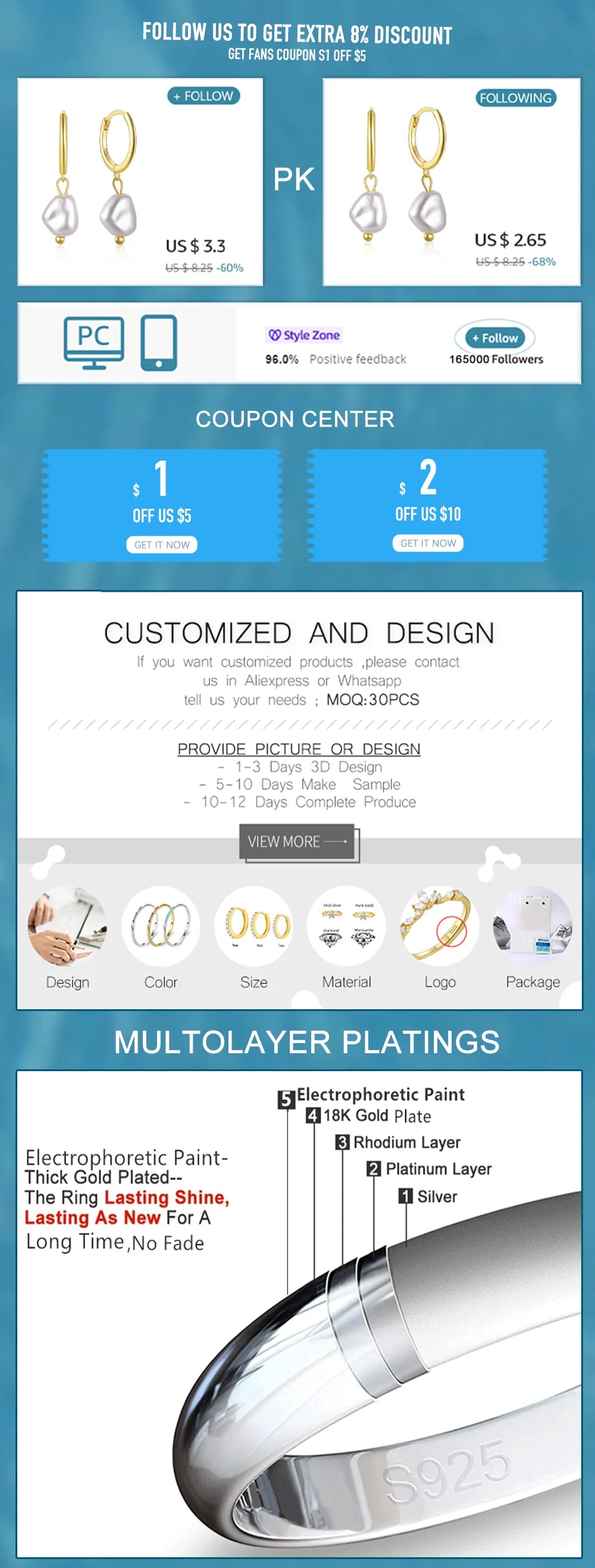 ROXI 925 Sterling Silver Purple Crystal Ring