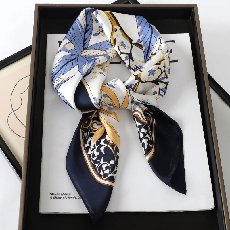 RUNMEIFA Luxury Silk Square Scarf