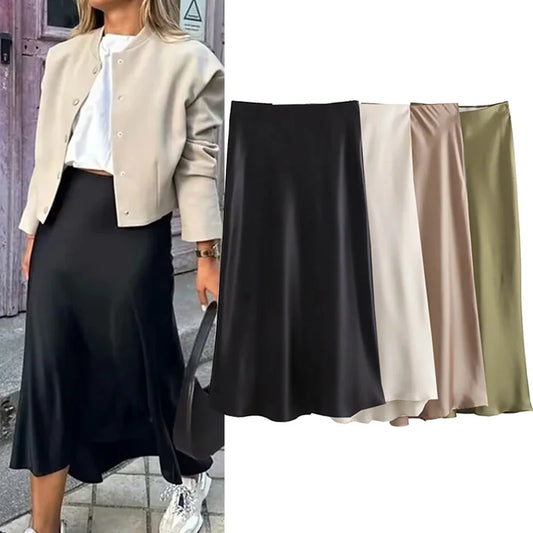 Luxe Black Satin Maxi Skirt