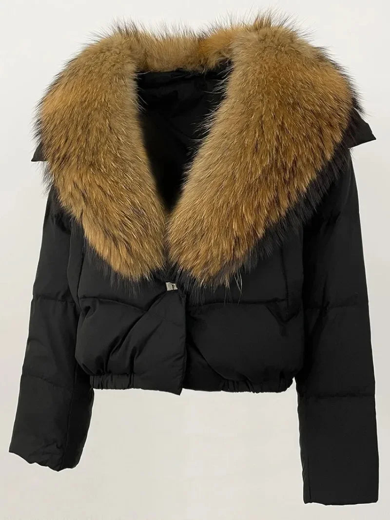 Premium Natural Fox Fur Down Coat