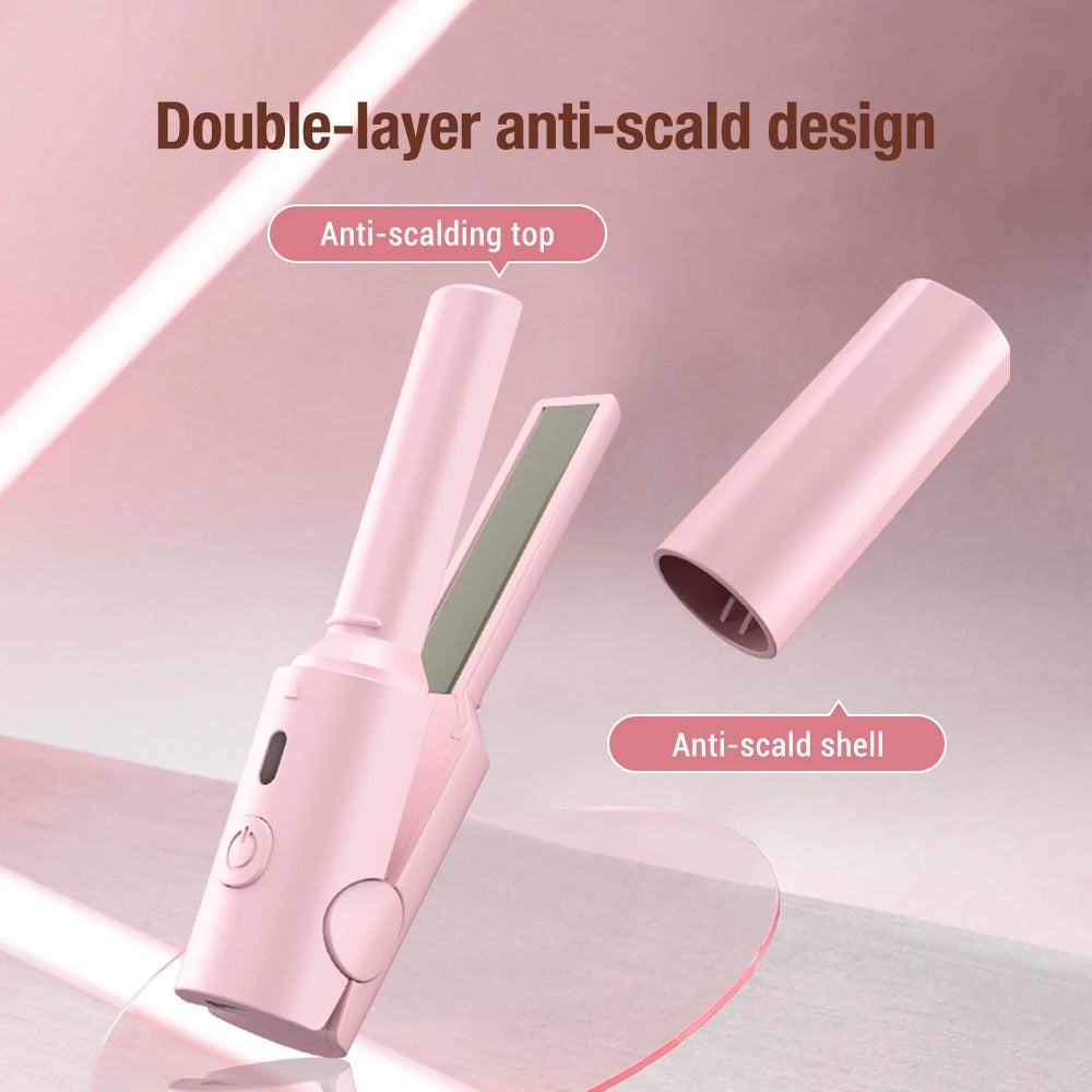 Portable Mini Hair Straightener Curling Iron Ceramic Straightening Styling Tools Curling And Straightened Dual-use Splint