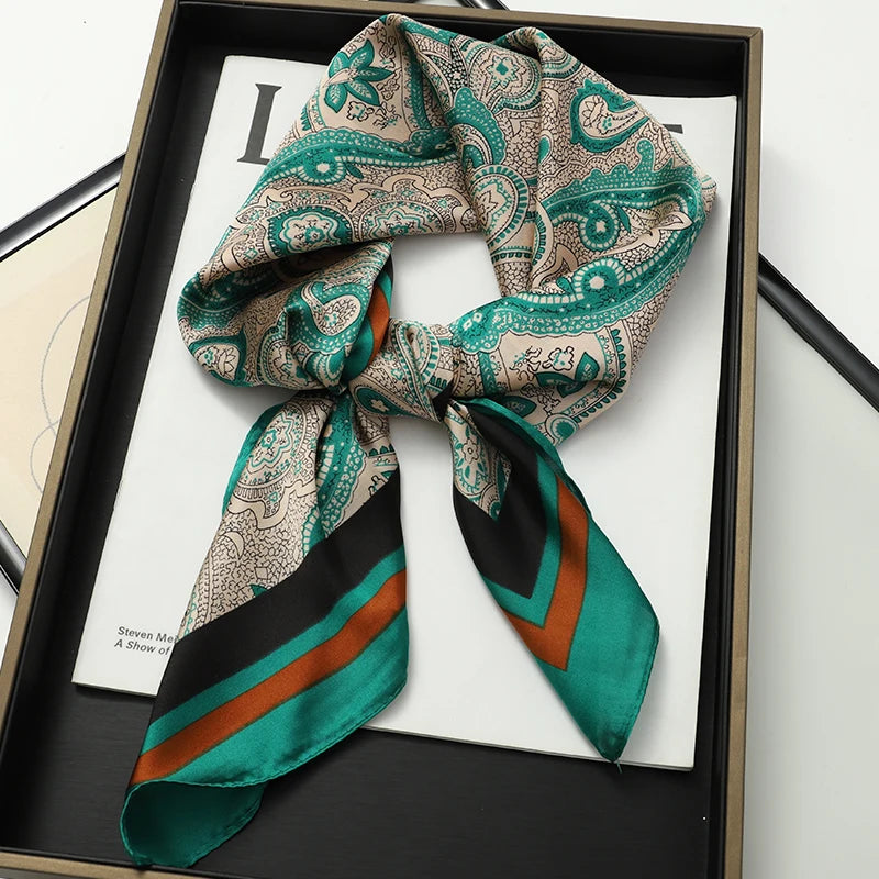 RUNMEIFA Luxury Silk Square Scarf