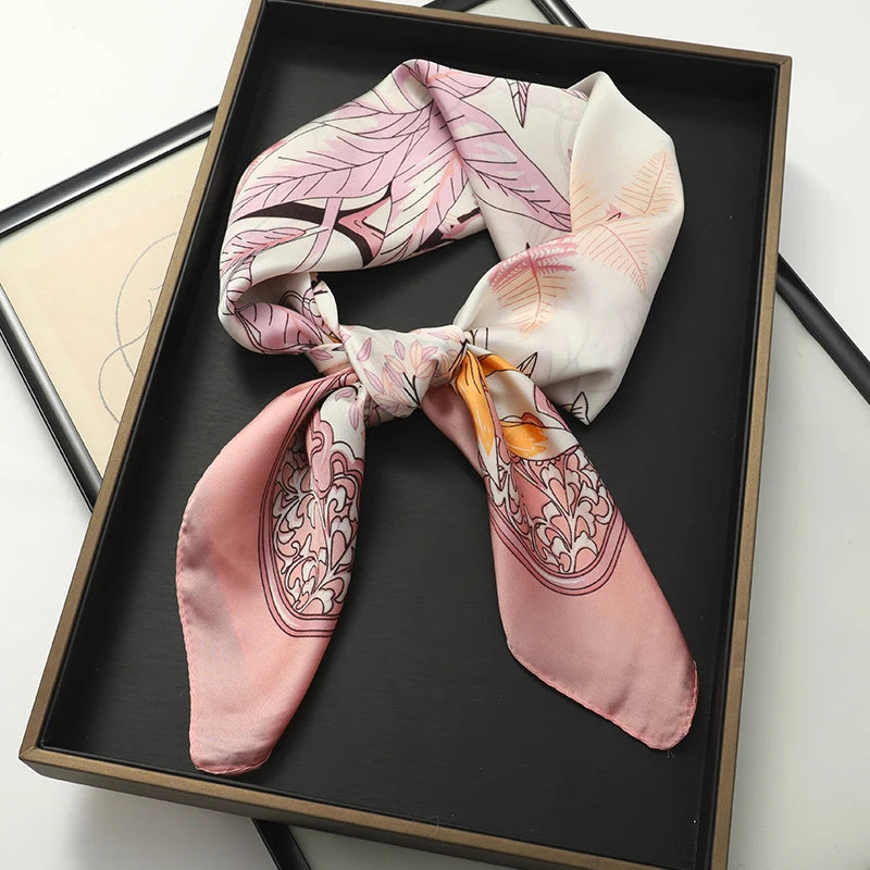 RUNMEIFA Luxury Silk Square Scarf