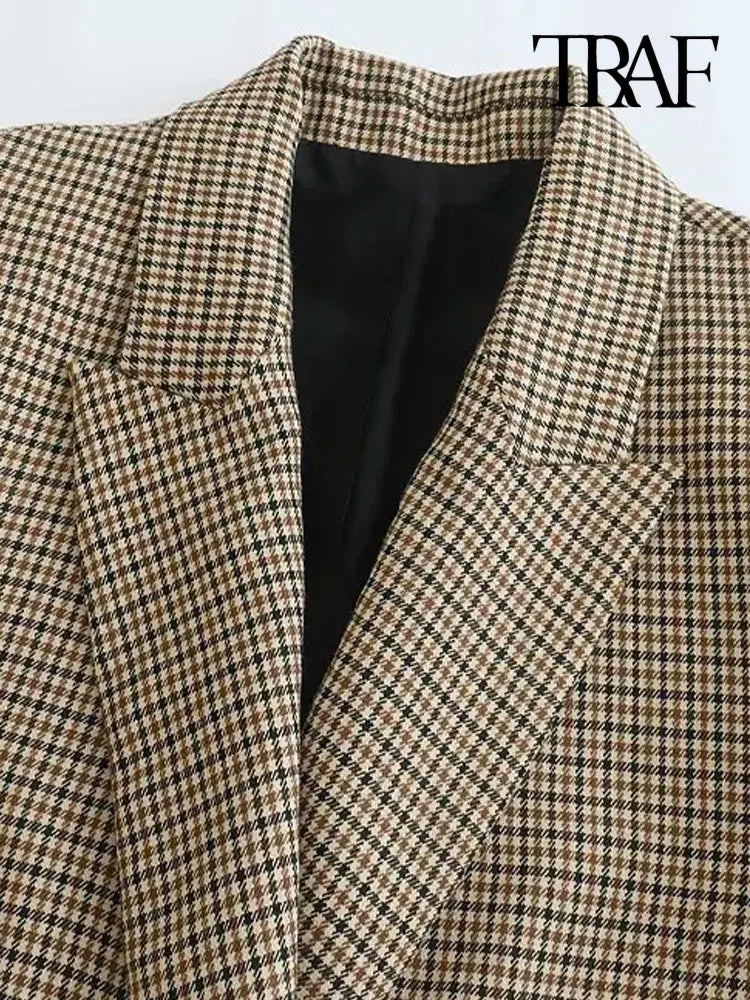 Classic Double Breasted Plaid Blazer