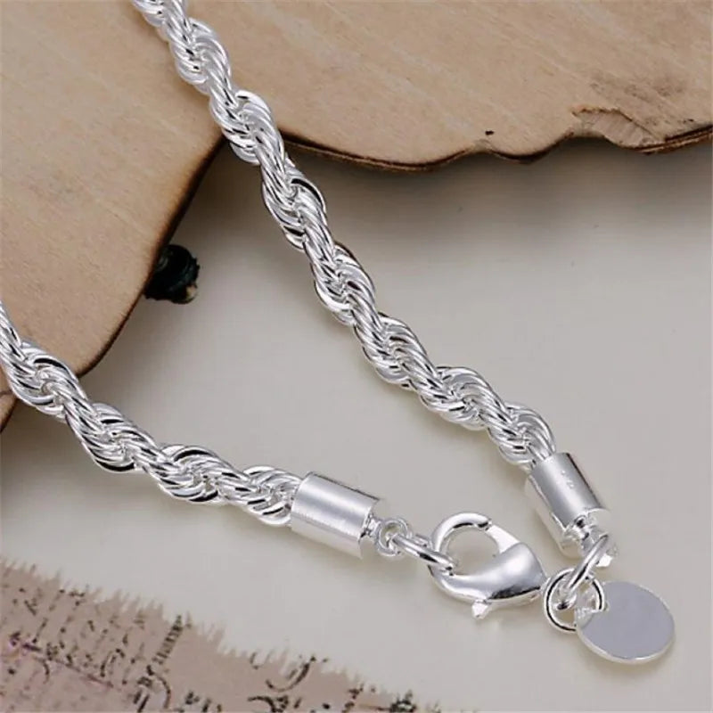 Handcrafted 925 Sterling Silver Twisted Rope Bracelet