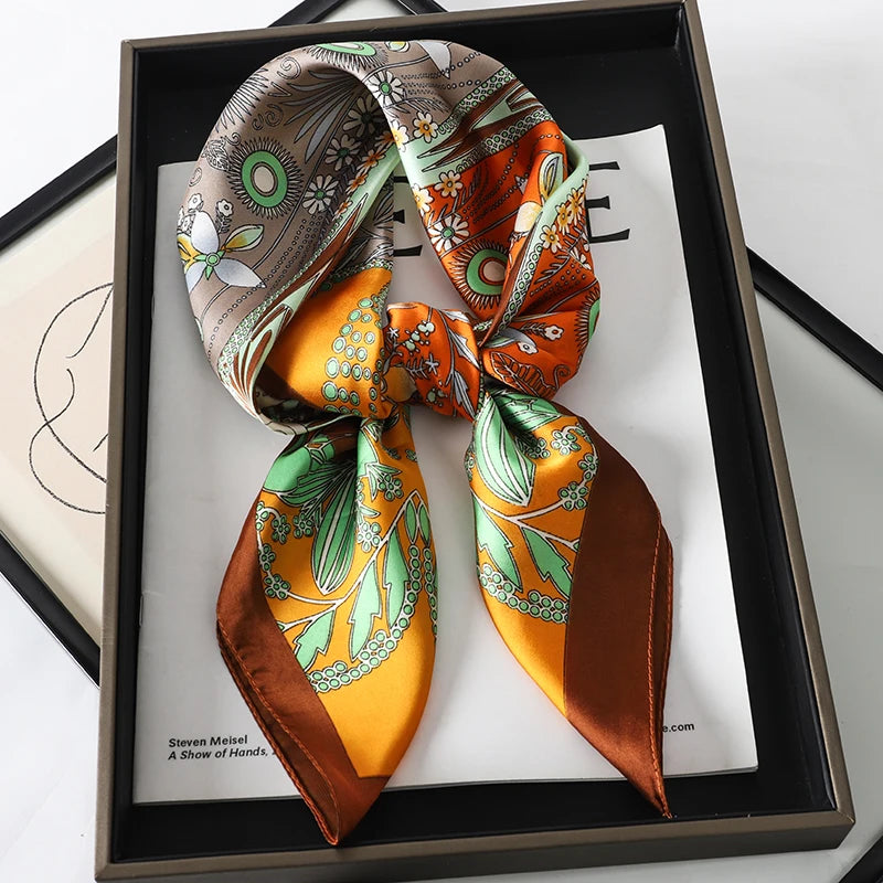 RUNMEIFA Luxury Silk Square Scarf